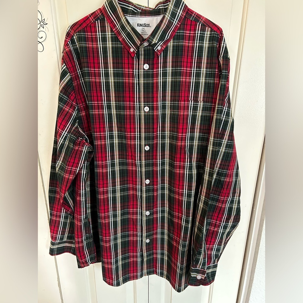 King Size Big and Tall Long Sleeve Plaid Shirt size 2XL Tall